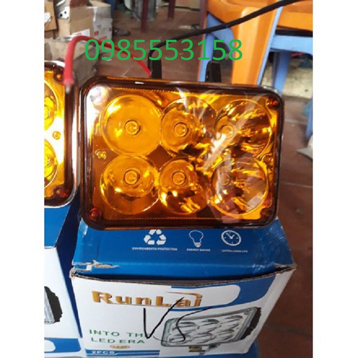 Đèn LED trợ sáng ô tô xe máy. Đèn Led trợ sáng 8 mắt siêu sáng - RUNLAI 8 mắt dùng chung cho điện 12V và 24V