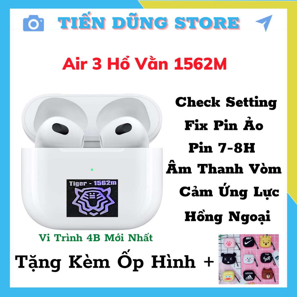 Tai Nghe Bluetooth AIR 3 Louda Hổ Vằn 1562M Check | Pin 7-8h | Âm Thanh Vòm | Sạc Không Dây New