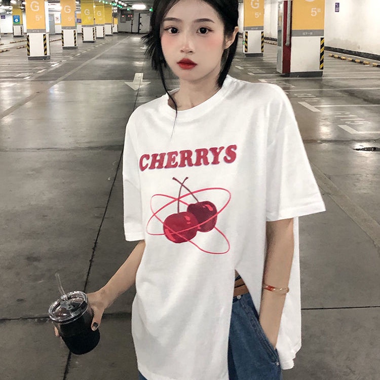 Áo thun tay ngắn dáng rộng xẻ tà thời trang mùa hè hàn quốc cho nữ áo phông nữ