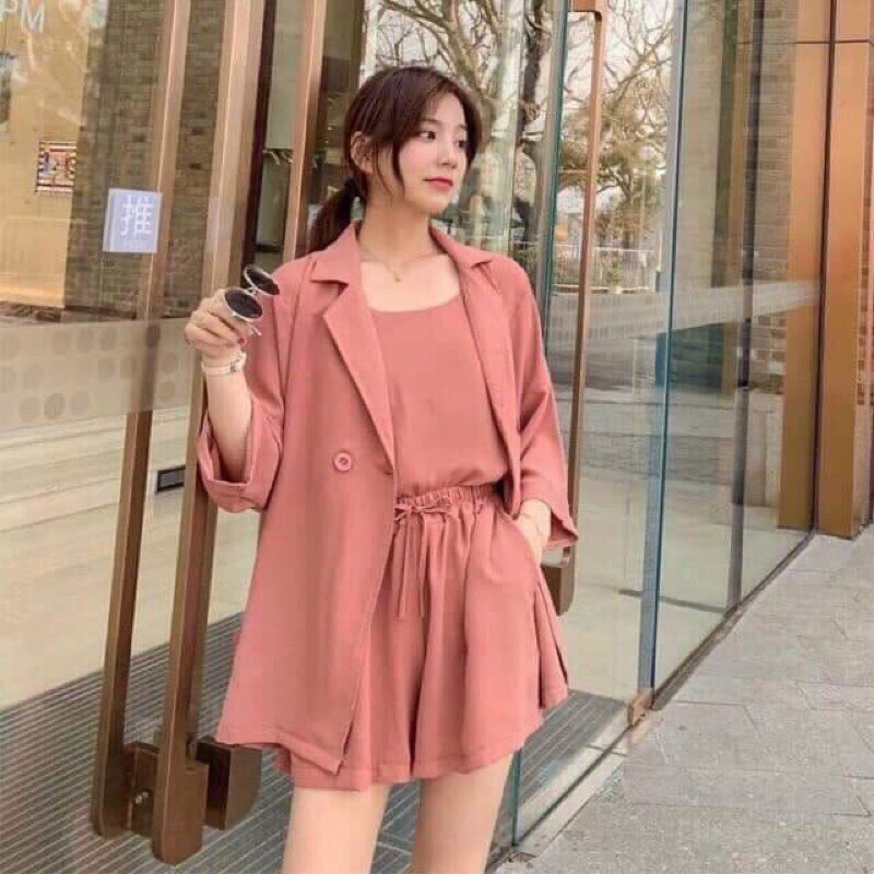 Sét véc 3 món kèm áo dây và short lưng  chun  kèm ảnh thật cuối bài