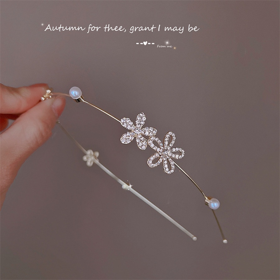 Băng Đô Cài Tóc Bằng Hợp Kim Đính Đá Và Ngọc Trai Dễ Thương