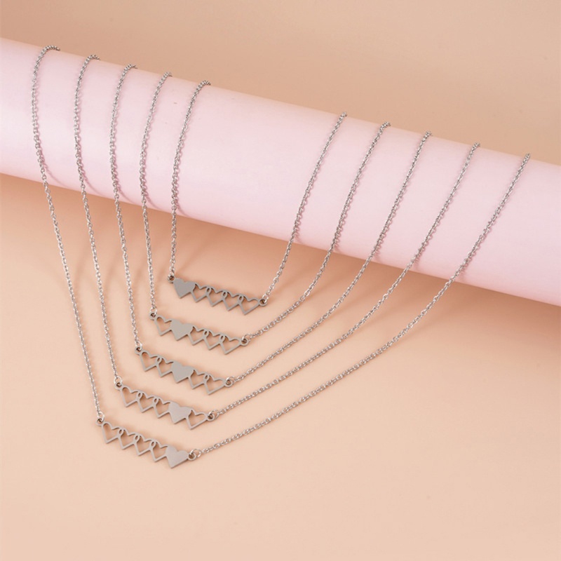 Bộ 4 / 5 Vòng cổ Tình Bạn Mặt Trái Tim Bằng Thép Không Gỉ