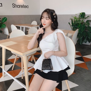 Áo lệch vai nơ