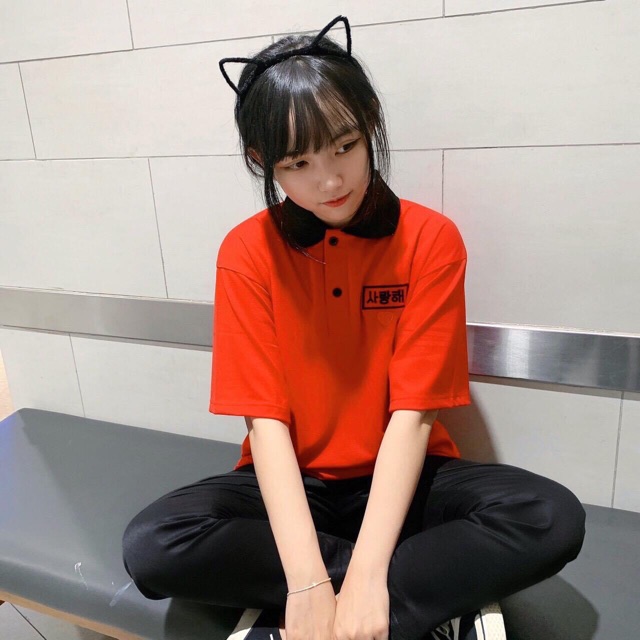 Áo PoLo Mix Tay Lở Thêu Chữ Ảnh Thật