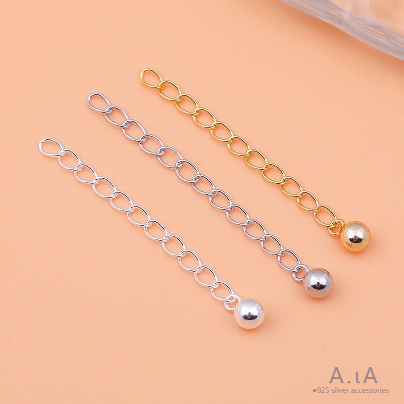 █diy゜ S925 Bạc●Phụ Kiện Dây Xích Nối Dài Bằng Bạc 925 Hình Quả Bóng Sáng Có Thể Điều Chỉnh Dùng Làm Vòng Tay / Dây Chuyền DIY