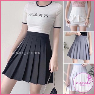 Chân váy xòe xếp ly ngắn cạp cao CVN04 hàng 2 lớp, mẫu chân váy tennis kéo khóa cạp cao qua rốn có sẵn lớp lớt quần