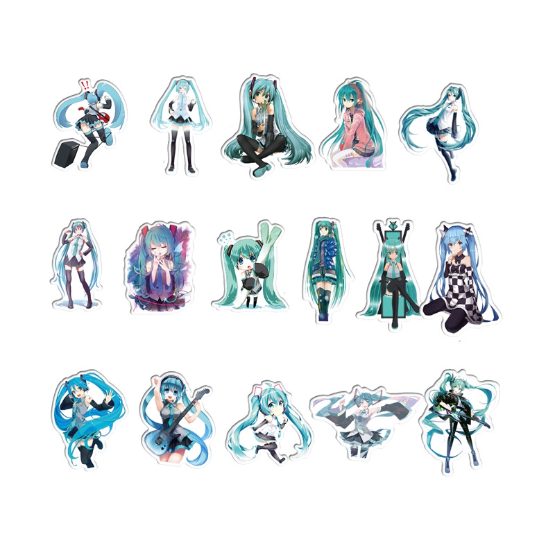 ❀ Hatsune Miku ❀ Sticker Trang Trí - 100Pcs/set Hatsune Miku Diary Notebook Scrapbooking Phone Luggage Guitar Stickers