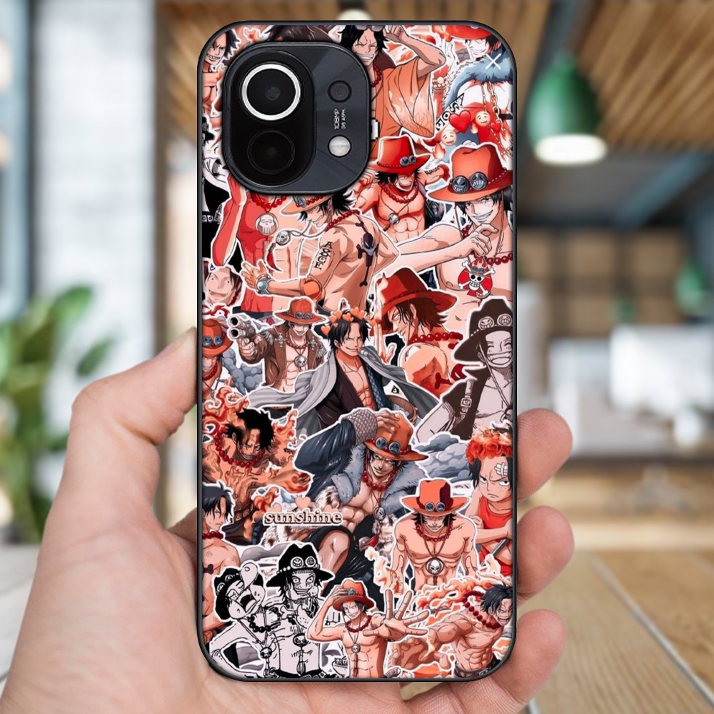 Ốp lưng Xiaomi Mi 11 viền đen in hình Ace One Piece