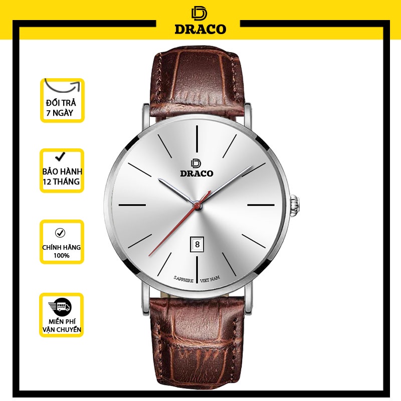 Đồng Hồ Nam DRACO D21-ST02 “Classic Boy” TRẮNG DÂY DA NÂU
