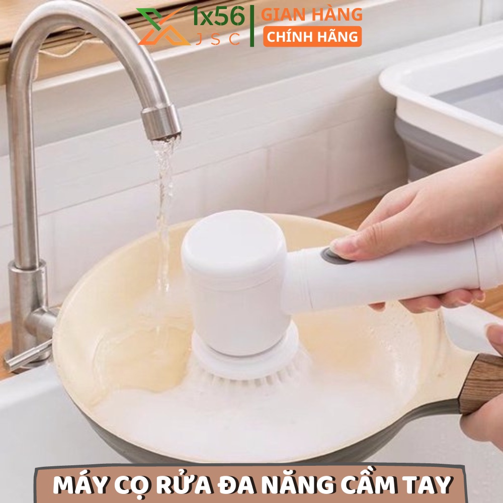 Máy Cọ Rửa Điện Đa Năng Sạc USB, bàn chải Vệ Sinh Bếp, Bồn Rửa Mặt, Đánh Giày, Đánh Bóng với 3 Đầu Thay Thế