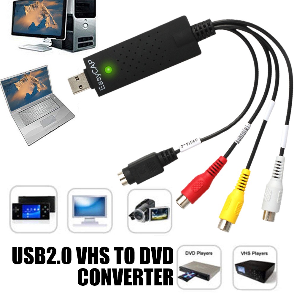 ★USB2.0 VHS to DVD Converter Capture Video Audio Capture Card Adapter Scart Rca Cable for Win10