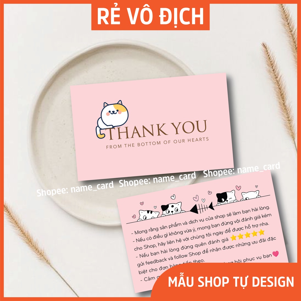 Card cảm ơn, thank you card, card cảm ơn khách hàng, hàng có sẵn