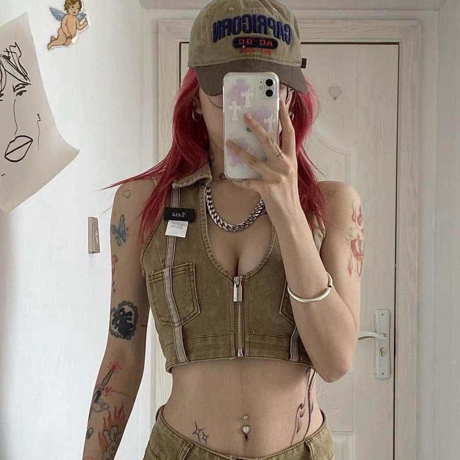 Áo Denim Không Tay Thời Trang Quyến Rũ Cho Nữ