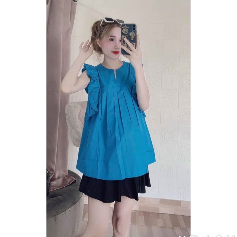 Áo bầu đẹp babydoll công sở thời trang hai màu nâu,trắng đi chơi giá rẻ