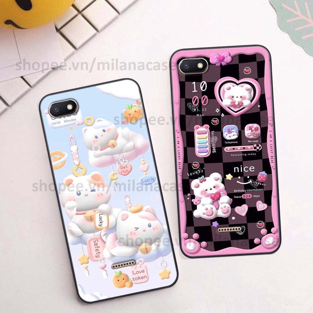 Ốp Xiaomi Redmi 4A / 5A / 6A hình đồng hồ icon gấu mèo cute cực dễ thương ngộ nghĩnh