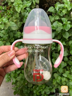 (Tặng thêm 1 núm) Bình sữa ppsu 180ml có tay cầm Dolphin