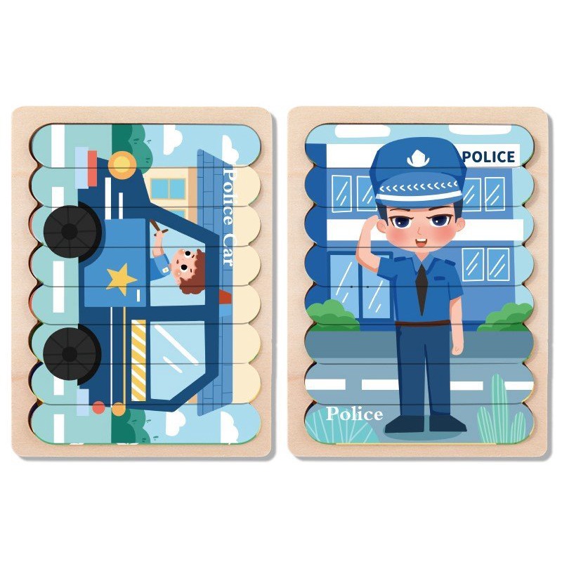 Bộ Xếp Hình Bằng Gỗ 3D Montessori Hình Que Kem 8 Mảnh Giúp Bé Học Tiếng Anh, Tư Duy Logic