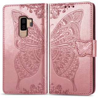 Bao da điện thoại nắp gập kèm ví đế đứng hình in nổi sang trọng dành cho Samsung Galaxy S9 Plus