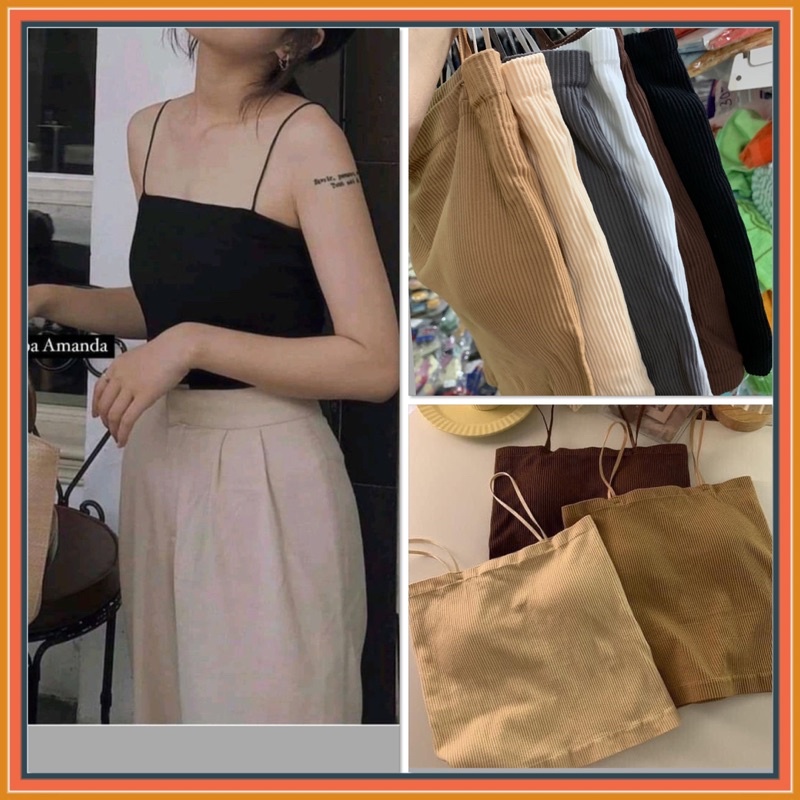 Áo hai dây, áo bra dài cotton tăm, mút đệm 1,5cm may liền, phong cách hàn quốc trẻ trung, dễ phối đồ. Ảnh và video thật.