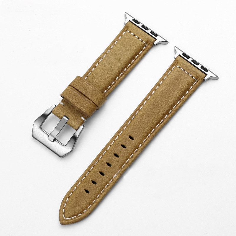 Dây da apple watch da bò thật cực dày chốt thông minh cho series 3 4 5 6 7 se hermes dây đồng hồ apple watch da seri 3 4