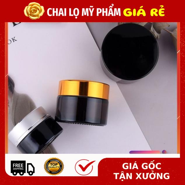 Hủ Đựng Kem ❤ RẺ VÔ ĐỊCH ❤ Hũ Chiết Kem Thủy Tinh Nâu 50g Nắp Vàng, Bạc , lọ chiết mỹ phẩm , phụ kiện du lịch