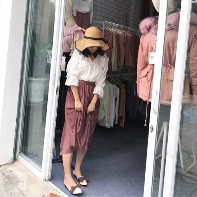 Chân váy xếp li dài