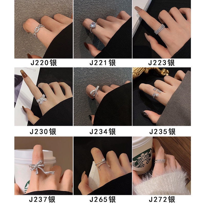 Nhẫn Hở Mạ Bạc Đính Đá zircon Kiểu Dáng Đơn Giản Cho Nữ