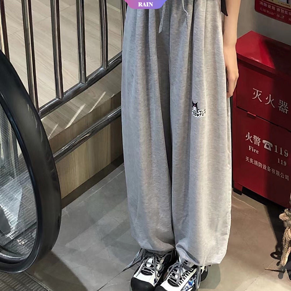 Quần ống rộng Họa Tiết Sanrio Hello Kitty Phong Cách Harajuku Nhật Bản Thời Trang Mùa Hè Dễ Phối Đồ [RAIN]