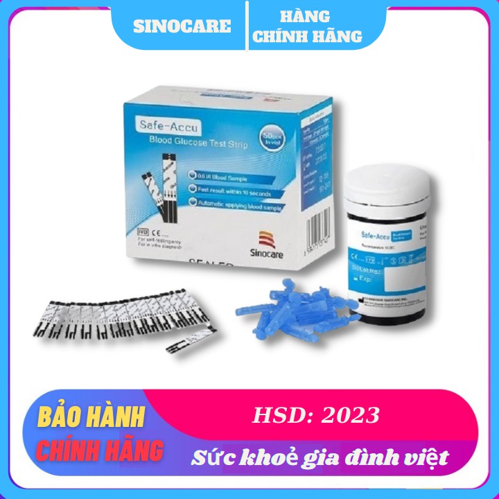 Lọ 25 que thử đường huyết, tiểu đường Sinocare Safe-Accu chính hãng