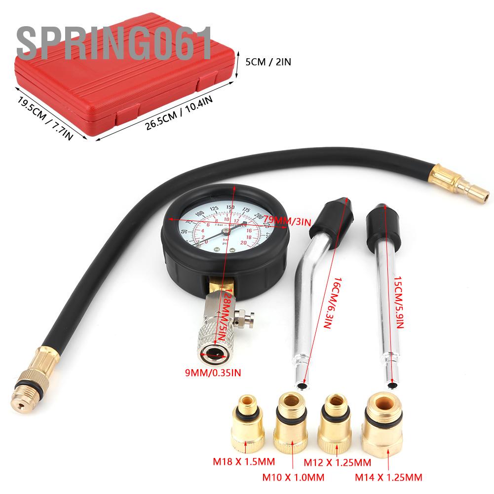 Spring061 Bán buôn bán sẵn 8 cái G326 Xe đạp Xe đạp Xăng động cơ Xylanh Máy nén Máy đo áp suất Bộ kiểm tra Đồng hồ đo áp suất  Giao hàng nhanh chóng