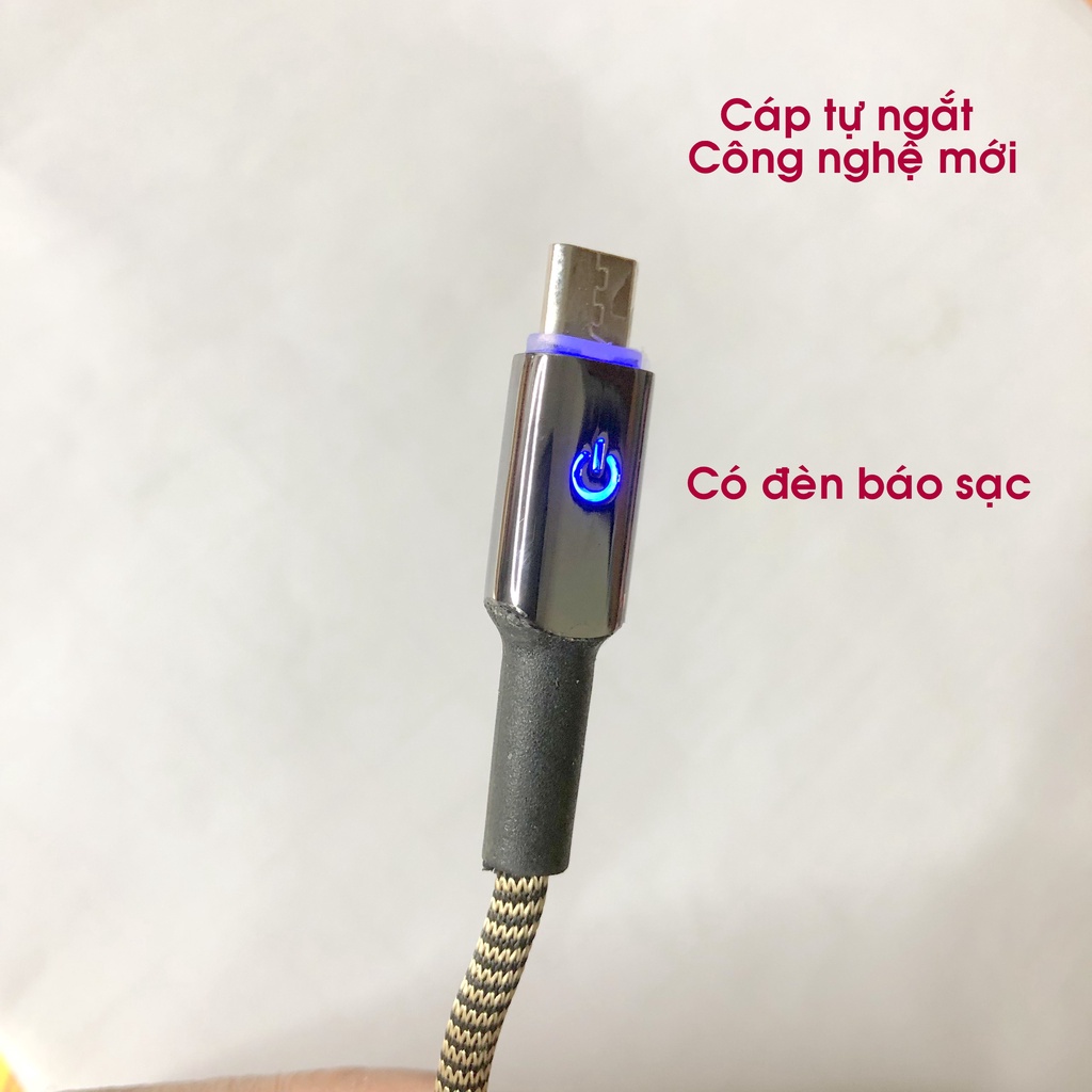 Cáp sạc TỰ NGẮT chân micro, type-c, dây xạc tự ngắt cho samsung, oppo, xiaomi công nghệ mới - KLH shop