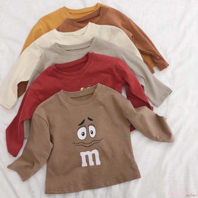 Se7en Children's printed long-sleeved T-shirt boys girls multi-color cartoon bottoming shirt