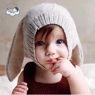 Mũ len trùm đầu trang trí đôi tai thỏ đáng yêu cho bé