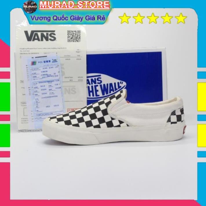 [TẶNG TẨY VỆ SINH+TẤT] GIÀY THỂ THAO SNEAKER V A N S  caro trắng đen slipion full box VRT8 | BigBuy360 - bigbuy360.vn