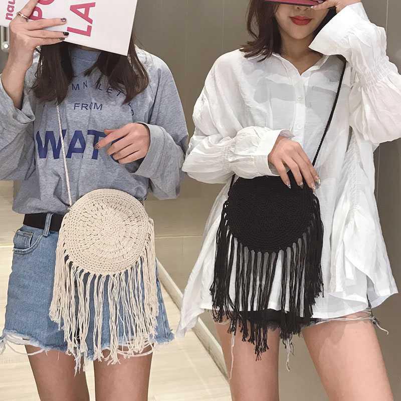 Túi messenger đeo chéo phối dây tua thời trang