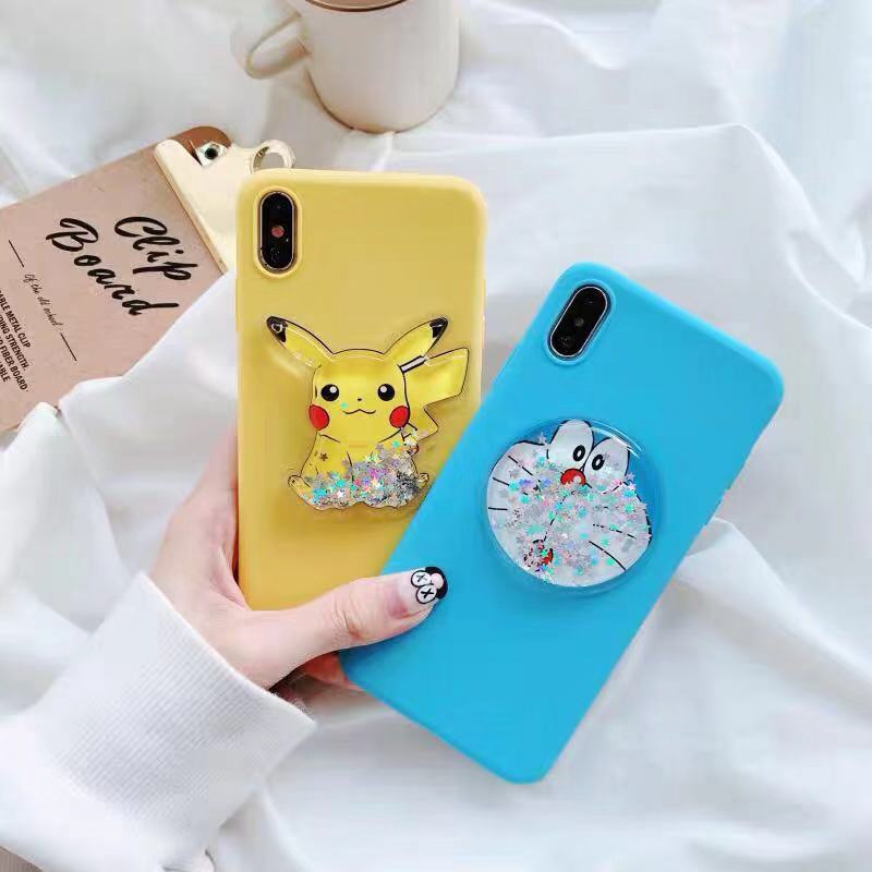 Ốp Lưng Kim Tuyến Nước In Hình Doraemon/Pikachu Dễ Thương Cho Iphone 5 5s se 6 6s PLUS 7 8 PLUS X Xs Xr Xsmax