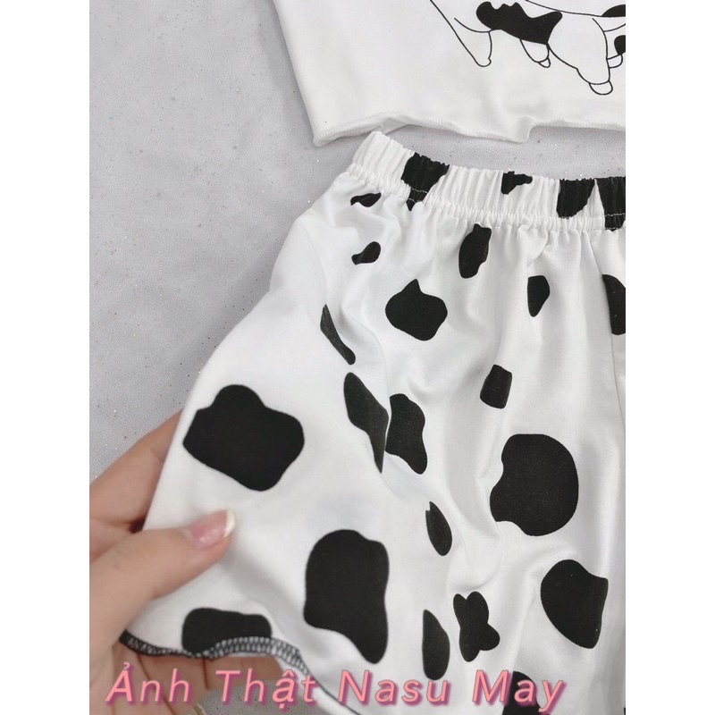 Set Áo Hai Dây Con Bò Kèm Quần Short Loang Bò Sữa Vằn 🦋
