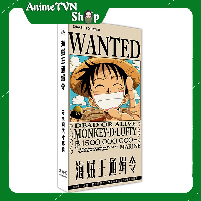 Hộp Postcard Bưu thiếp (Trọn bộ 340 Hình có Sticker) Anime/Manga One Piece ( Đảo Hải Tặc)