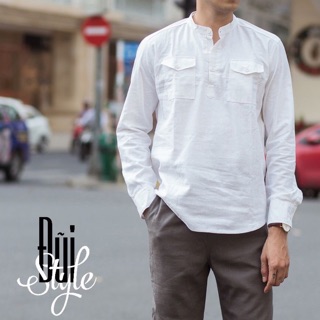 A17 - ÁO VẢI ĐŨI, CỔ TÀU TAY DÀI, DÁNG CHUI CÓ TÚI NGỰC