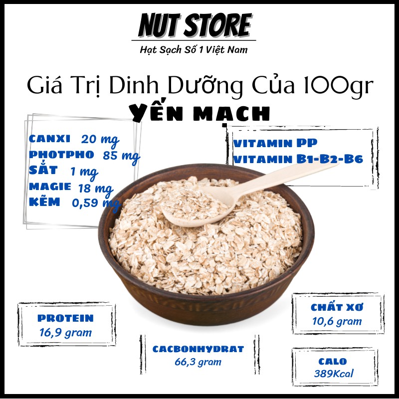 Yến mạch giảm cân cán dẹt Nut Store 500g - cho bé ăn dặm