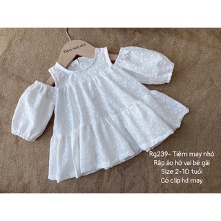 RG239_Rập giấy may áo hở vai bé gái