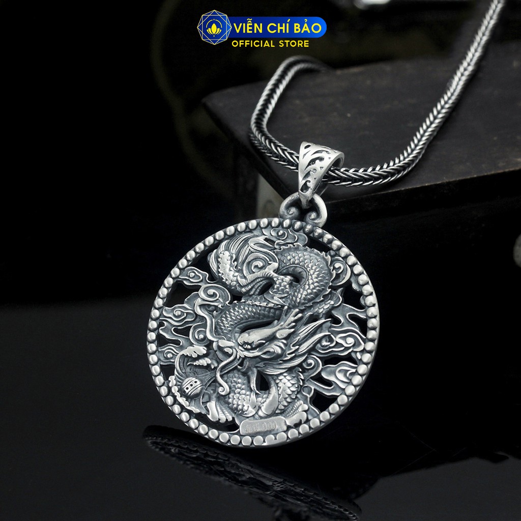 Mặt dây chuyền bạc nam Mãnh Long Quá Hải, mặt dây chuyền Rồng chất liệu bạc Thái 925 thương hiệu Viễn Chí Bảo M100543x