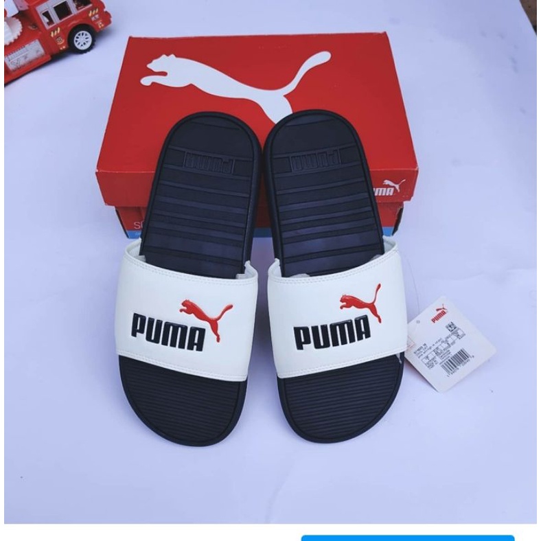 Dép Pu.m.a  - quai trắng logo đỏ