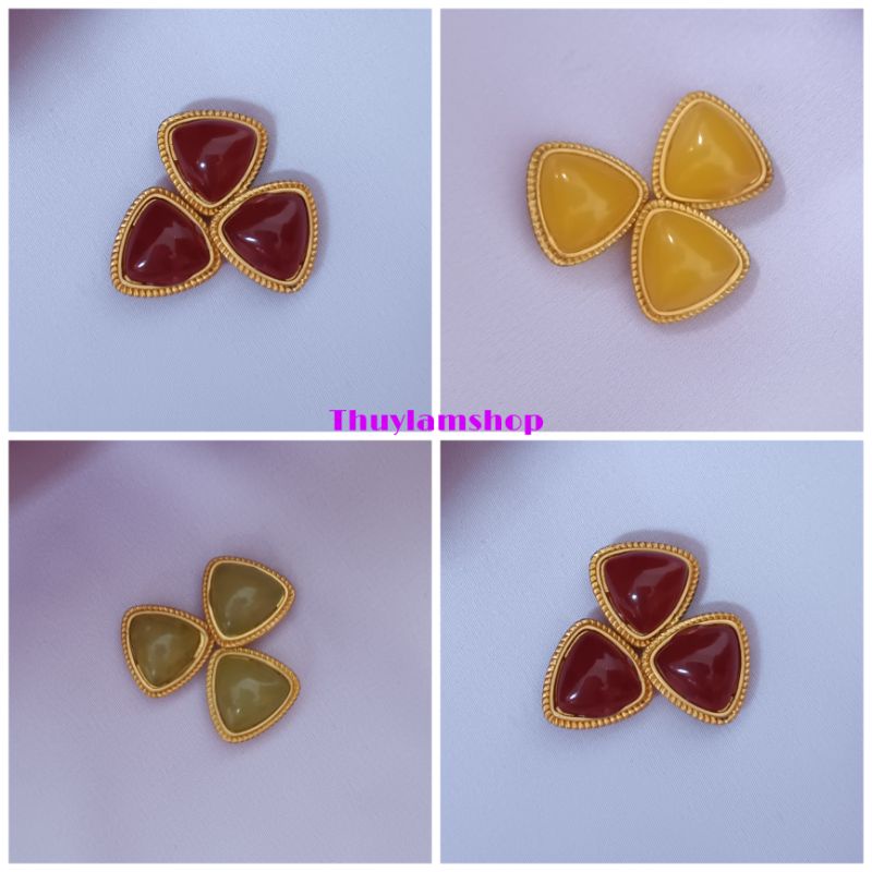 Charm Nepal hình tim hạt châu đỏ, xanh ngọc, vàng làm vòng