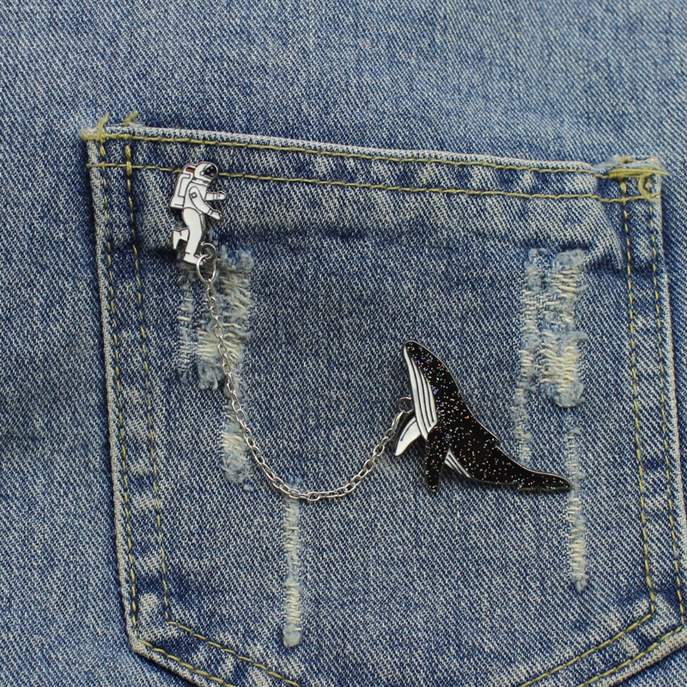 YOML✔Unisex Astronaut Whale Enamel Badge Lapel Brooch Pin Clothing Collar Jewelry