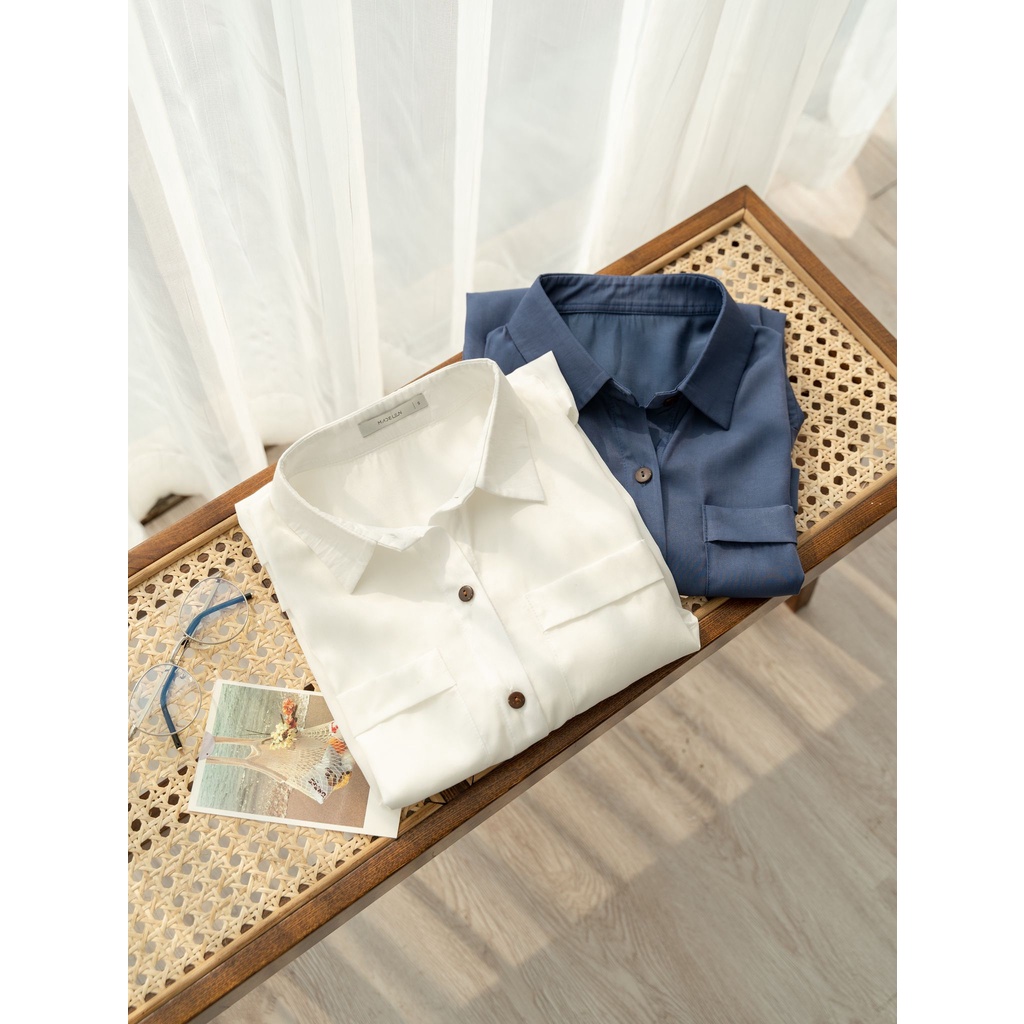 Áo sơ mi ngắn tay nữ MADELEN trơn nhiều màu 2022 | BigBuy360 - bigbuy360.vn