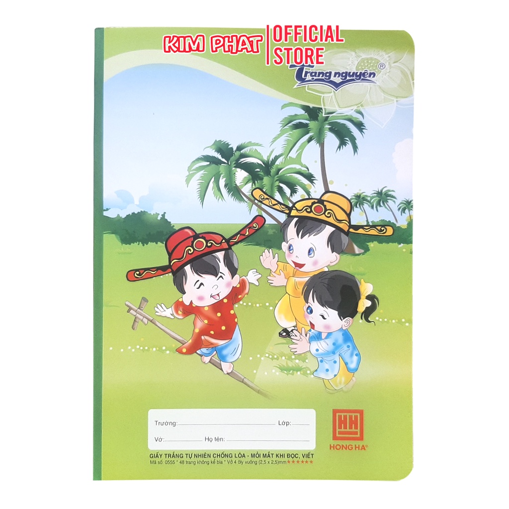 Vở 4 ô ly cấp 1 Hồng Hà 48 trang Trạng Nguyên Bạn Nhỏ 0509, 0555