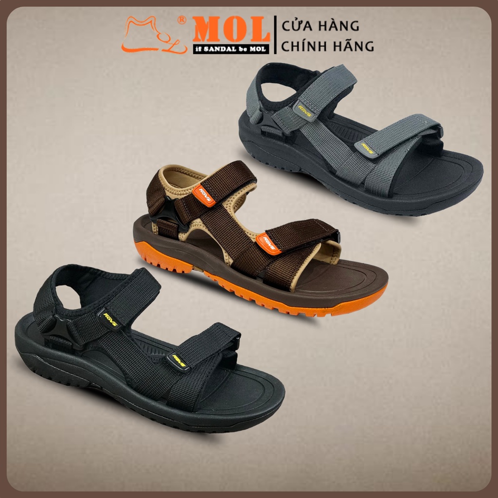 Giày sandal nam hiệu Rova siêu bền quai ngang đế cao su quai dù đi làm đi học mã RV866