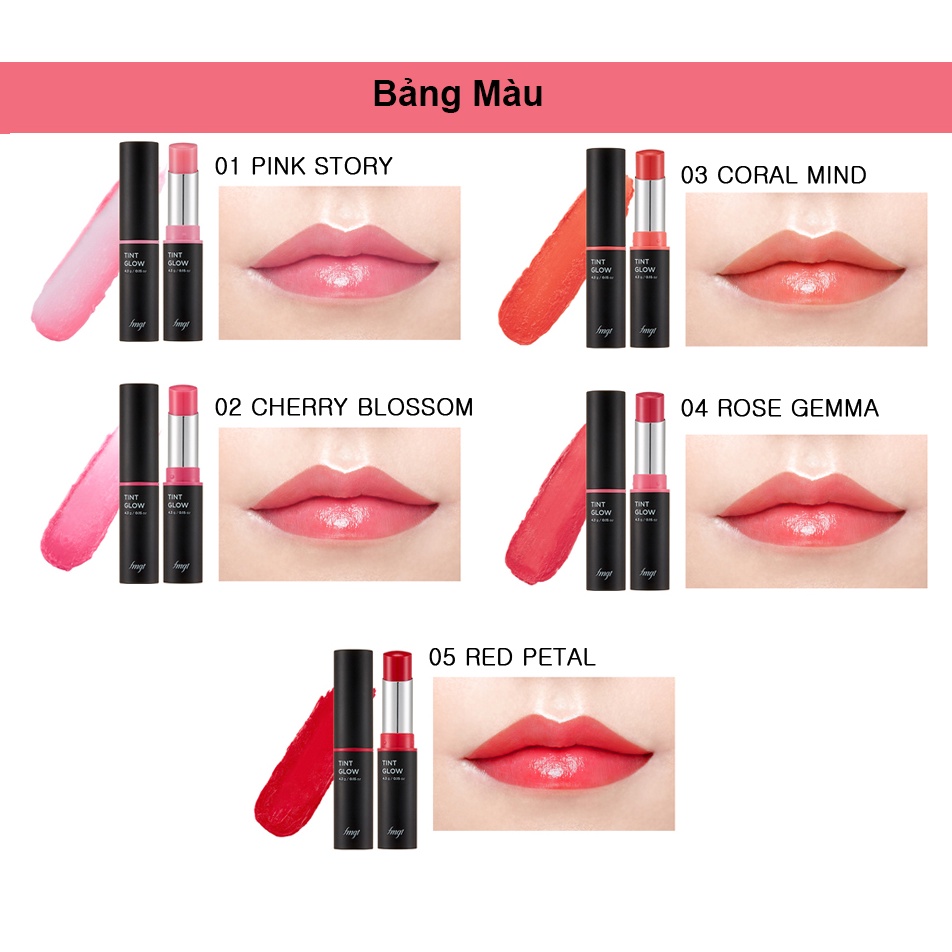 Son môi dưỡng ẩm tự nhiên lên màu tươi căng mọng THEFACESHOP TINT GLOW 4.3g