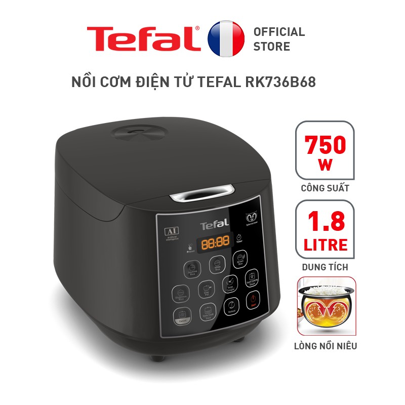 [Mã ELTEFALWL5 giảm 10% đơn 500K] Nồi cơm điện Tefal Easy Rice Plus RK736B68 - 750W, 1.8L